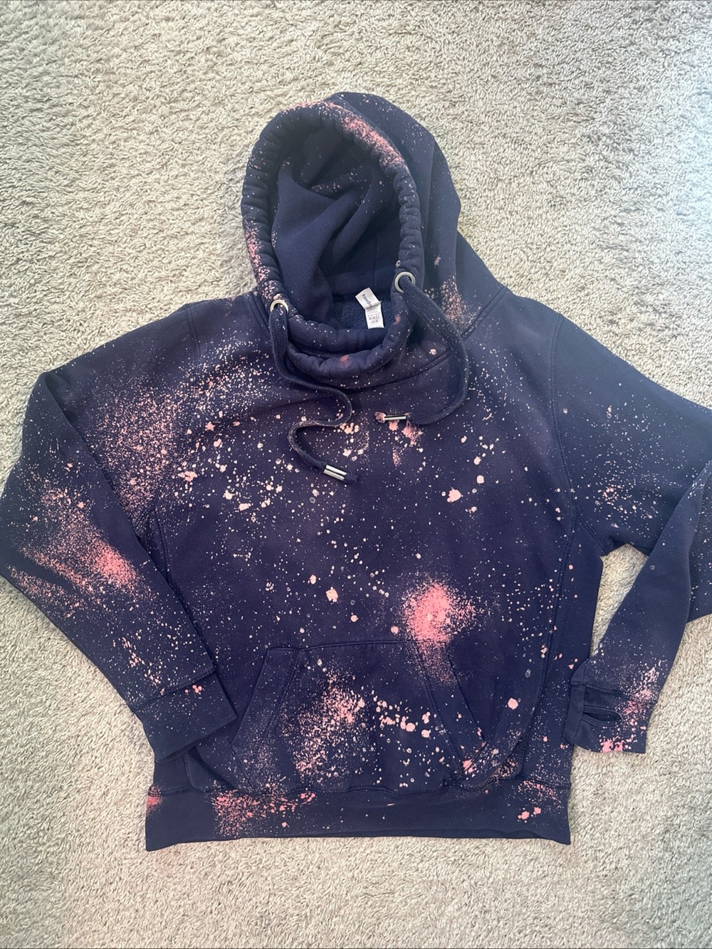 Hoodie Deep blue with pink Splatter Design by AWDis Just Hoodies